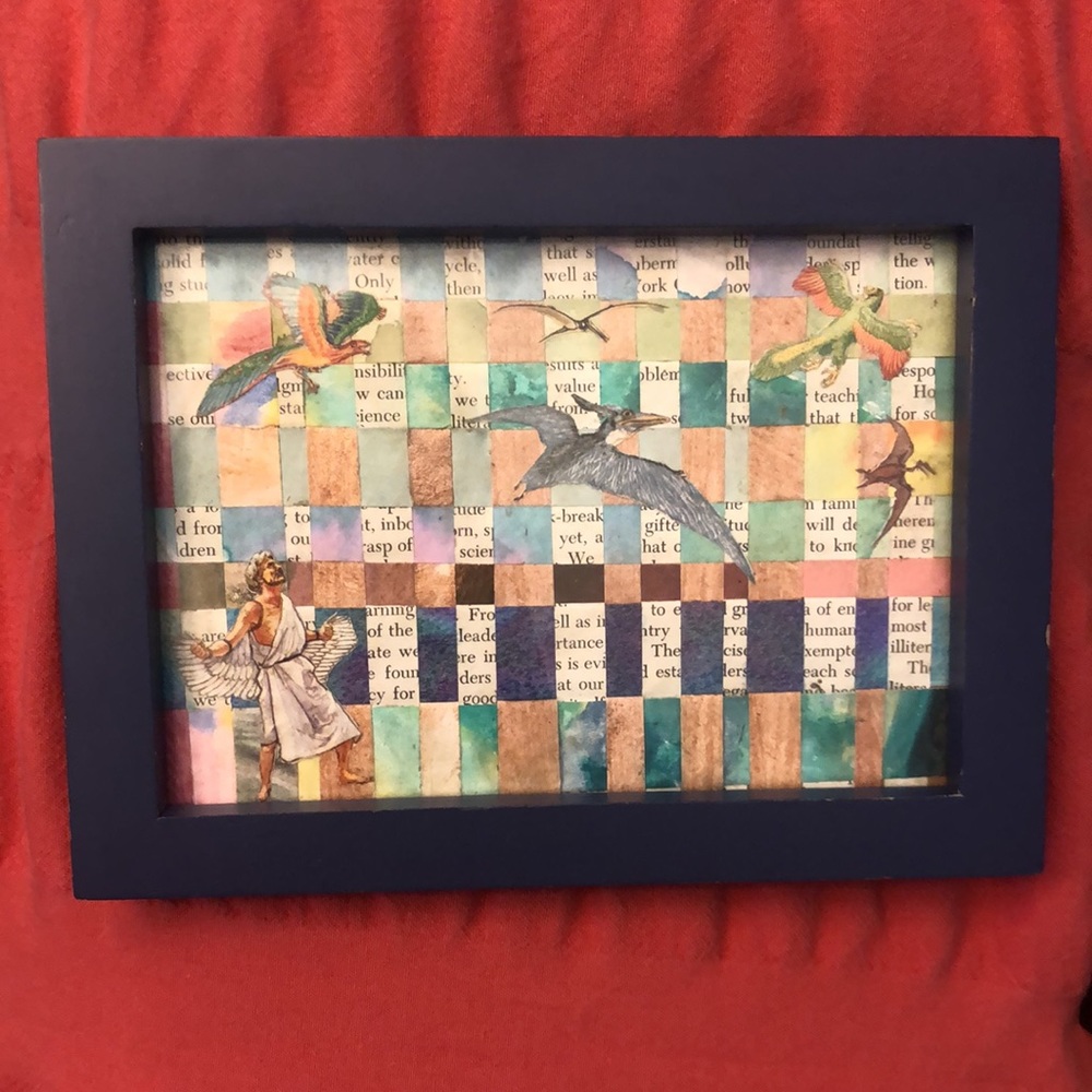 Handmade Pterodactyl Icarus Paper Weave Art